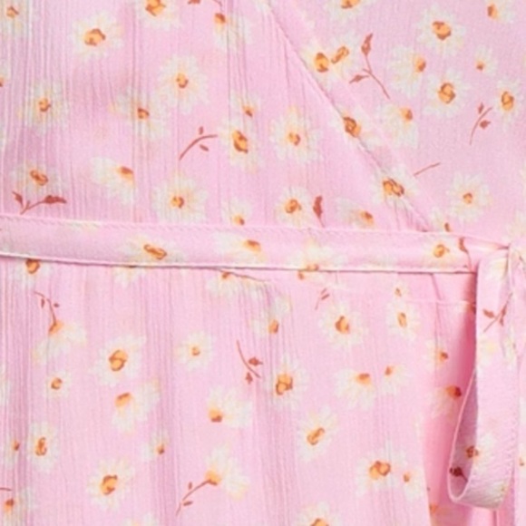 😍2/$20 NWT Billabong Sz XS Floral Pink Wrap Dress - Picture 4 of 13